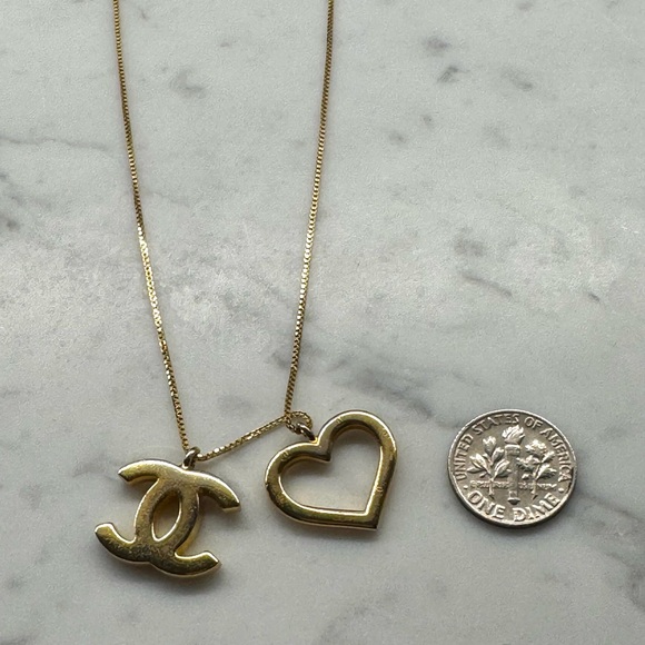 Authentic CHANEL Gold Logo and Heart - Picture 4 of 7
